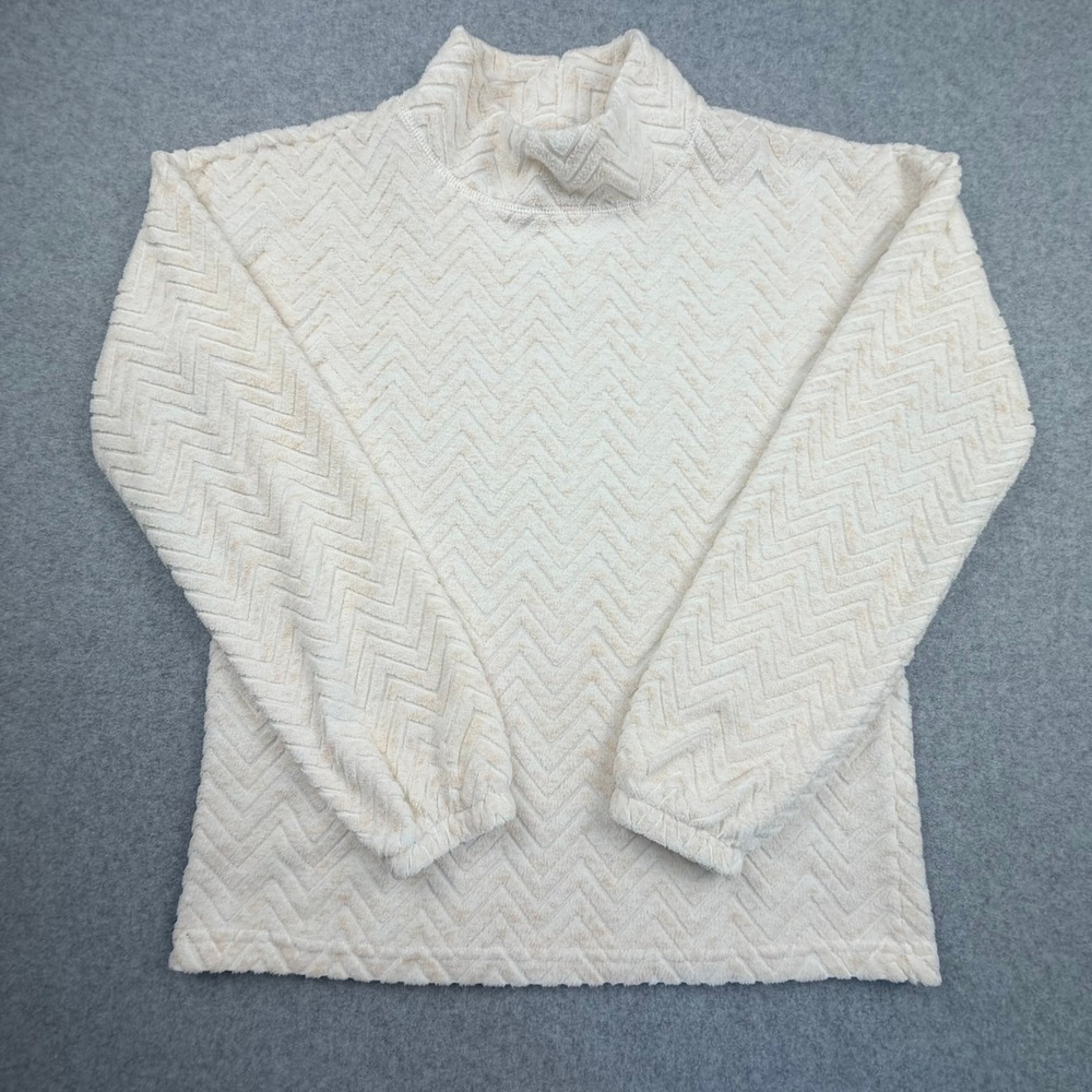 Maurices Womens XS Cream Chevron Textured Fleece Mock Neck Pullover Sweater